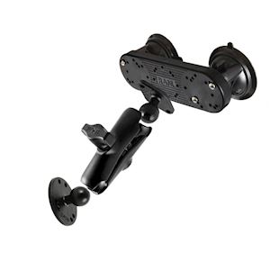 Double Suction Mount with Double Socket Arm and Round Adapter